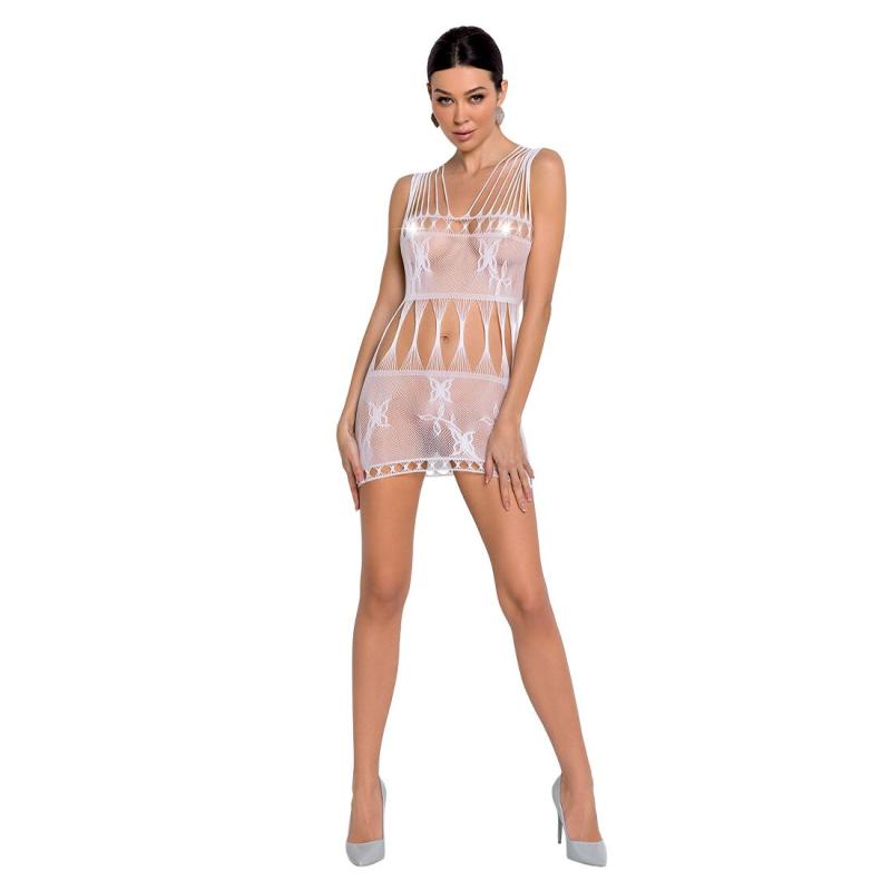 SO6390 Бодістокінг — мінісукня з метеликами Passion BS090 white