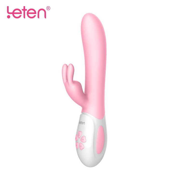 SO3600 Вібратор-кролик з масажними стволом і підігрівом Leten Abby Pink, два мотори