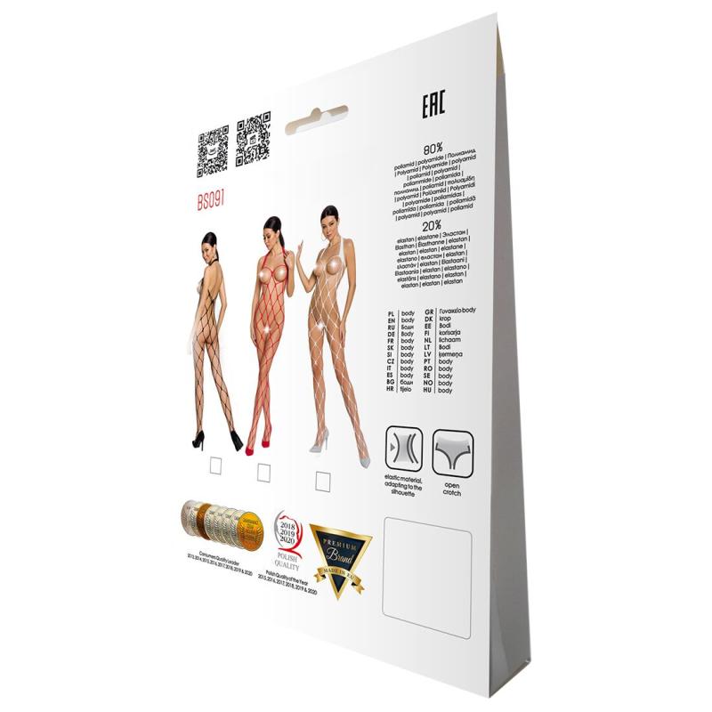 SO6392 Бодістокінг у дуже велику сітку Passion BS091 red, з доступом