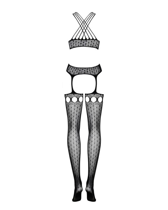 SO7237 Бодистокинг Obsessive Bodystocking G313 S/M/L, шнуровка, геометрический декор