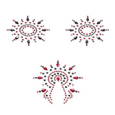 Пестіс з кристалів Petits Joujoux Gloria set of 3 - Black/Red, прикраса на груди та вульву