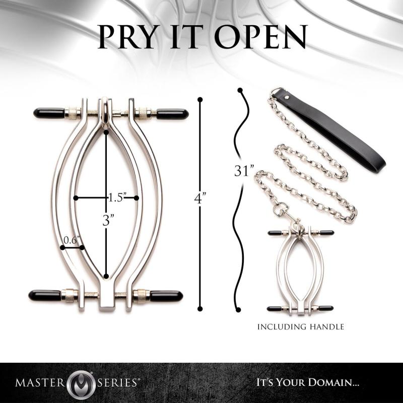 SO8797 Затискач для статевих губ з повідцем Master Series Pussy Tugger Adjustable Vagina Clamp with Chain