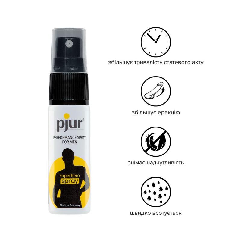 PJ10450 Пролонгирующий спрей pjur Superhero Spray 20 мл, впитывается в кожу, натуральные компоненты