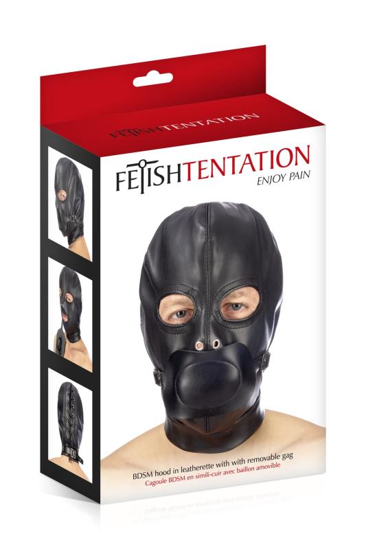 SO4673 Капюшон с кляпом для БДСМ Fetish Tentation BDSM hood in leatherette with removable gag
