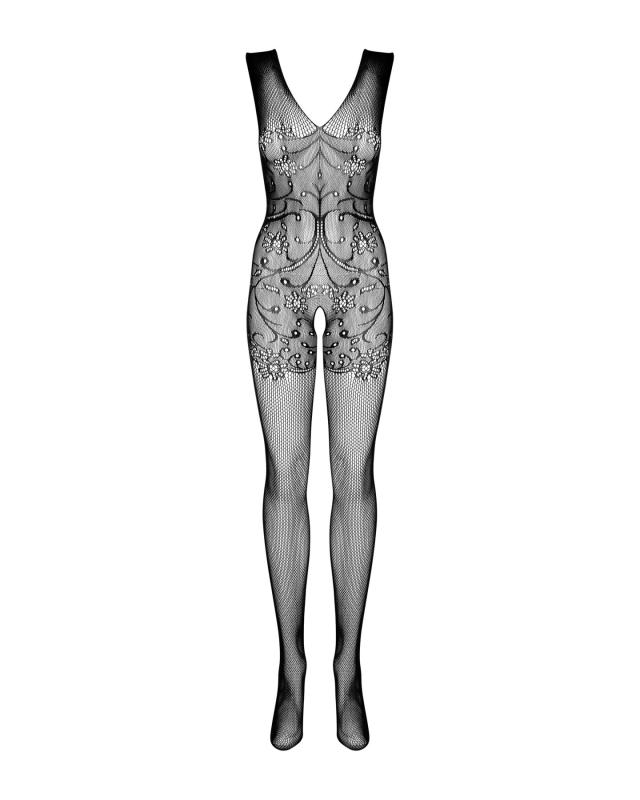 SO7230 Бодістокінг Obsessive Bodystocking F234 S/M/L, абстрактний малюнок, глибоке декольте