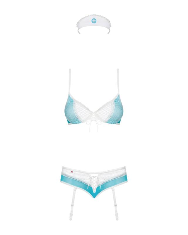 SO7177 Еротичний костюм медсестри Obsessive 834-CST-6 S/M, біло-блакитний