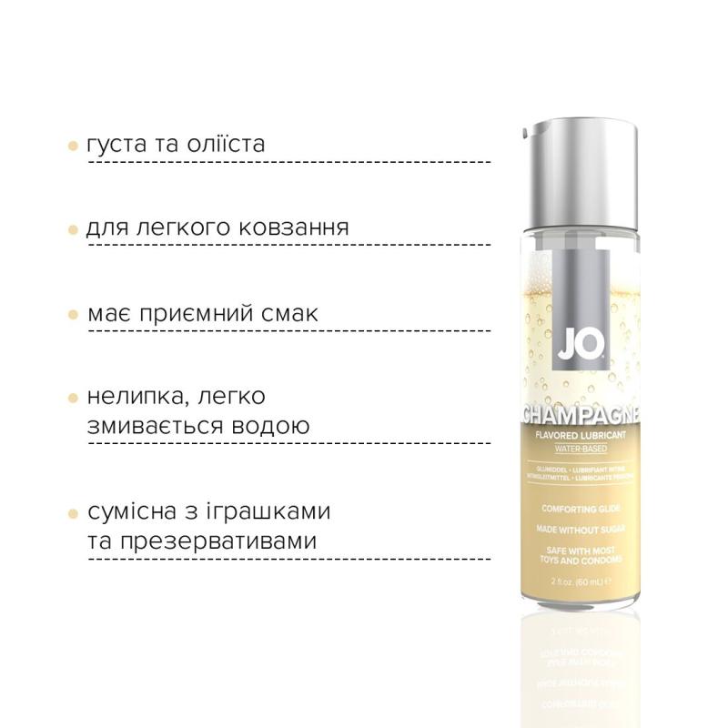 SO7023 Смазка на водной основе System JO Champagne (60 мл), без сахара, растительный глицерин