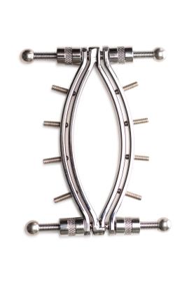 Затискач для статевих губ Master Series Spread'Em Poker Vagina Clamp with Adjustable Pressure Screws