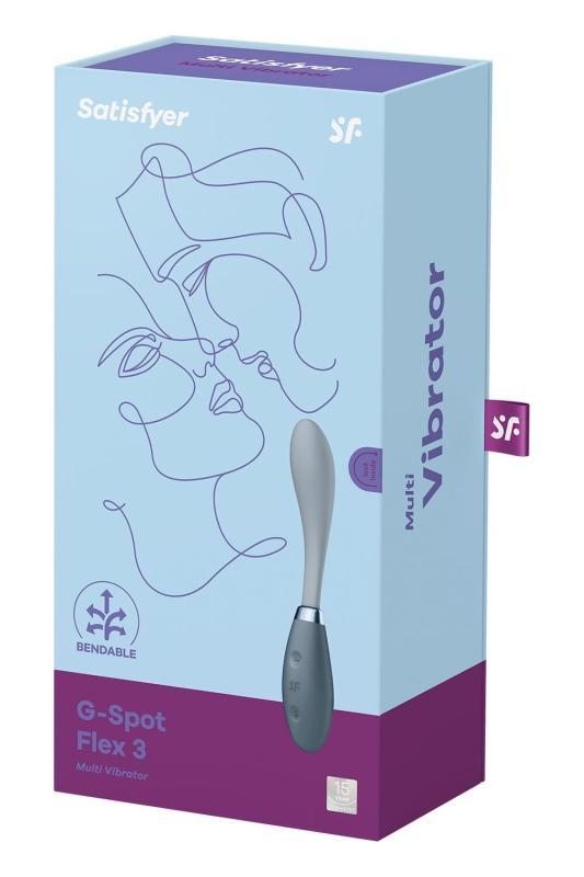 SO6727 Вібратор Satisfyer G-Spot Flex 3 Grey, гнучкий стовбур із фіксацією положення