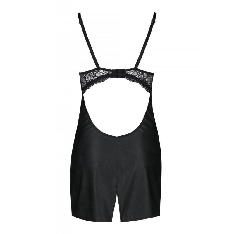 SO5359 Бебі-дол з еко-шкіри та мережива Loona Chemise black S/M - Passion