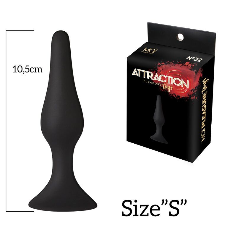 SO4624 Анальна пробка на присосці MAI Attraction Toys №32 Black, довжина 10,5 см, діаметр 2,5 см