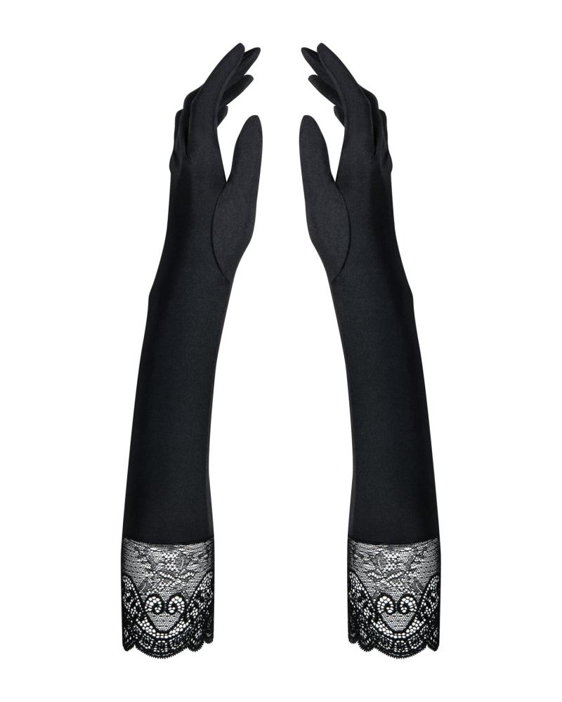 SO7716 Высокие перчатки с камнями и кружевом Obsessive Miamor gloves, black