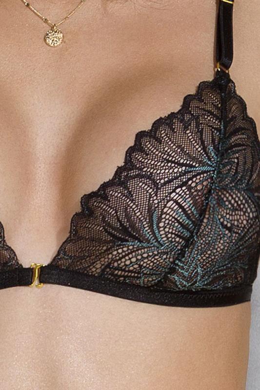 SO8421 Комплект с открытым доступом Passion DELIENA SET L/XL black, лиф, стринги, пояс для чулок