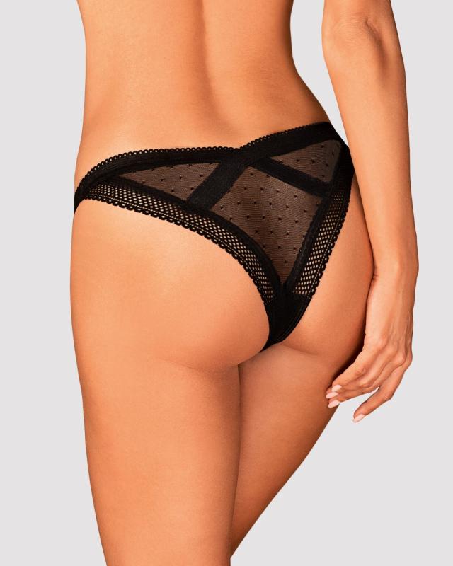 SO7705 Кружевные трусики с заниженной талией Obsessive Estiqua panties XS/S, black