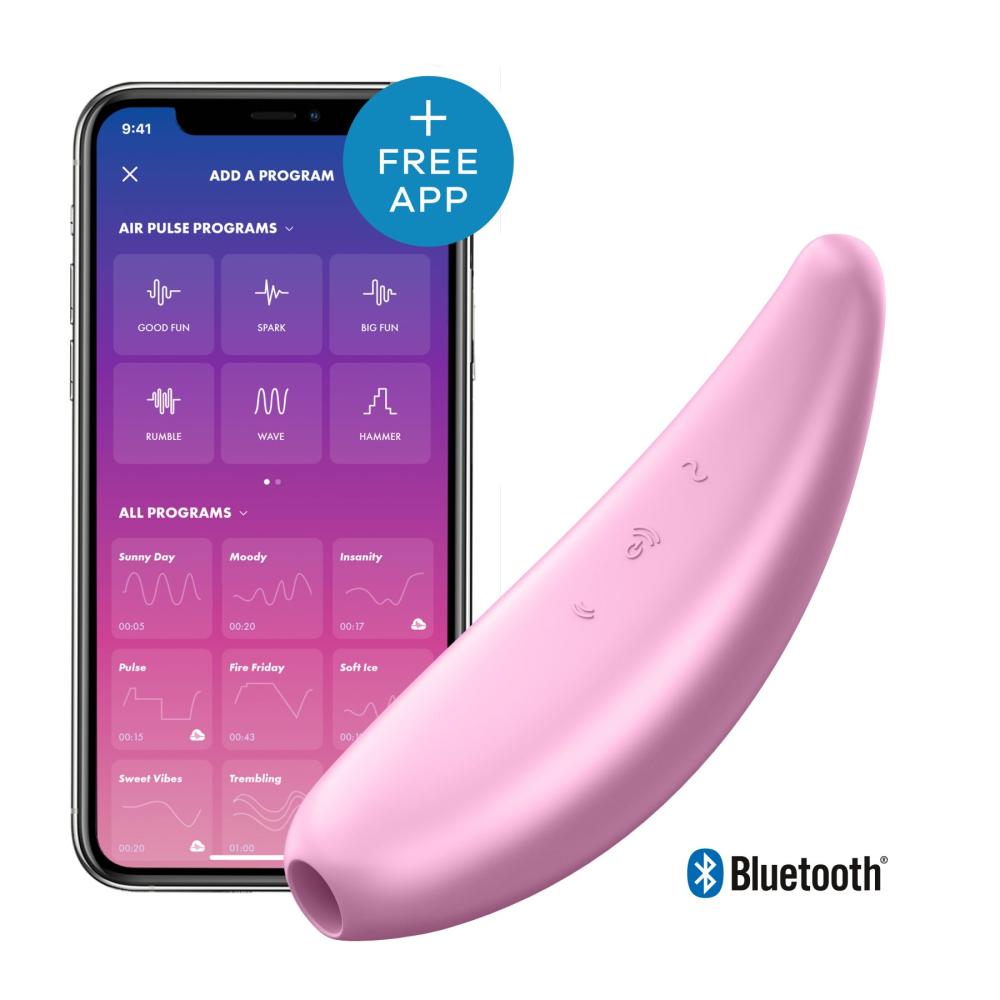 SO3893 Мощный вакуумный клиторальный стимулятор Satisfyer Curvy 3+ с управлением через интернет