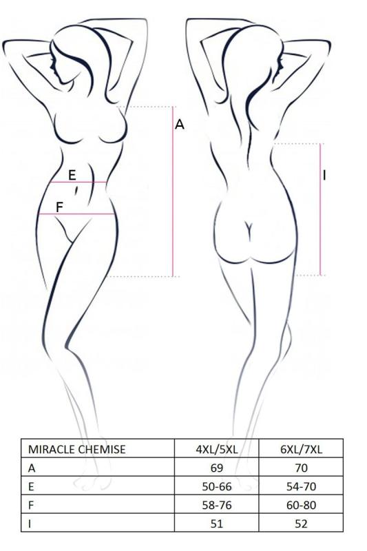 PS1033 Сорочка с глубоким декольте MIRACLE CHEMISE black 4XL/5XL - Passion, трусики