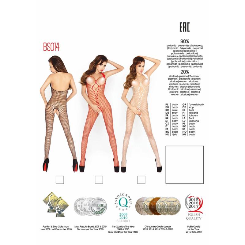 PBS014B Бодістокінг Passion BS014 black, комбінезон, велика сітка