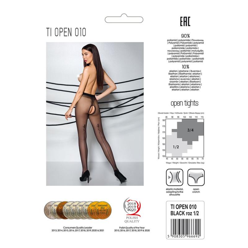 SO5806 Колготки з відкритим доступом, контрастна лінія TIOPEN 010 black 3/4 (20 den) — Passion
