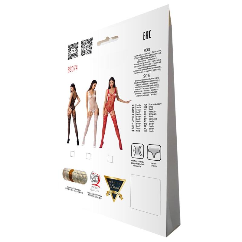 SO4147 Ажурный бодистокинг с имитацией чулок Passion BS074 black