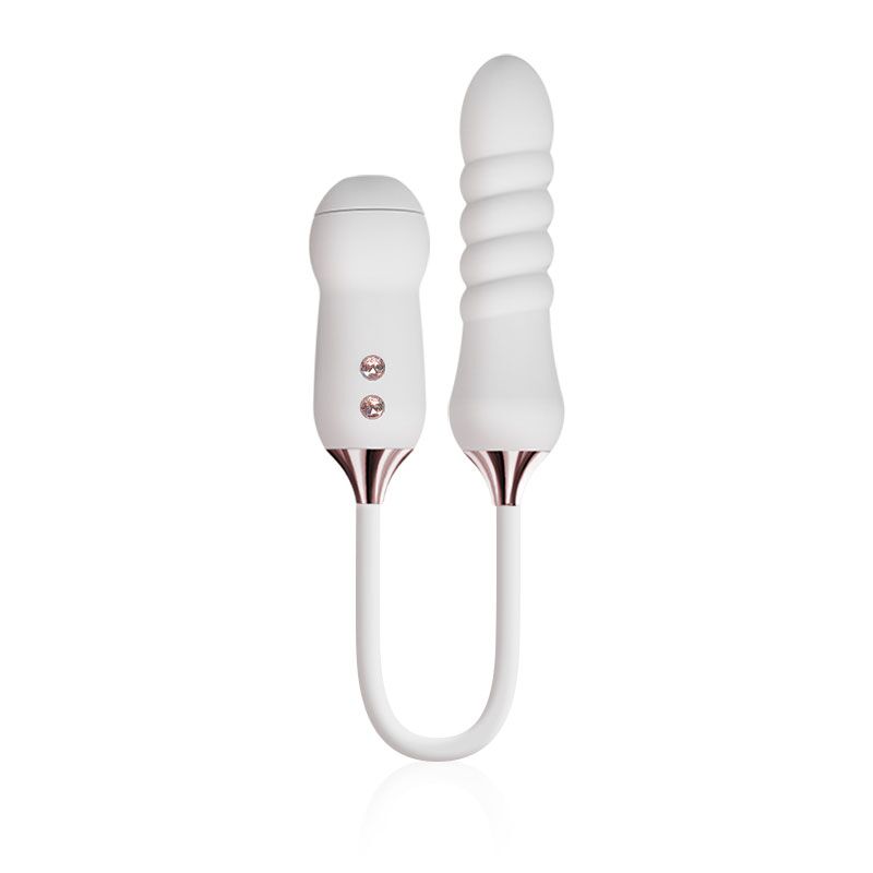 SO6037 Пульсатор с вакуумным стимулятором KISTOY Cathy White на гибкой сцепке