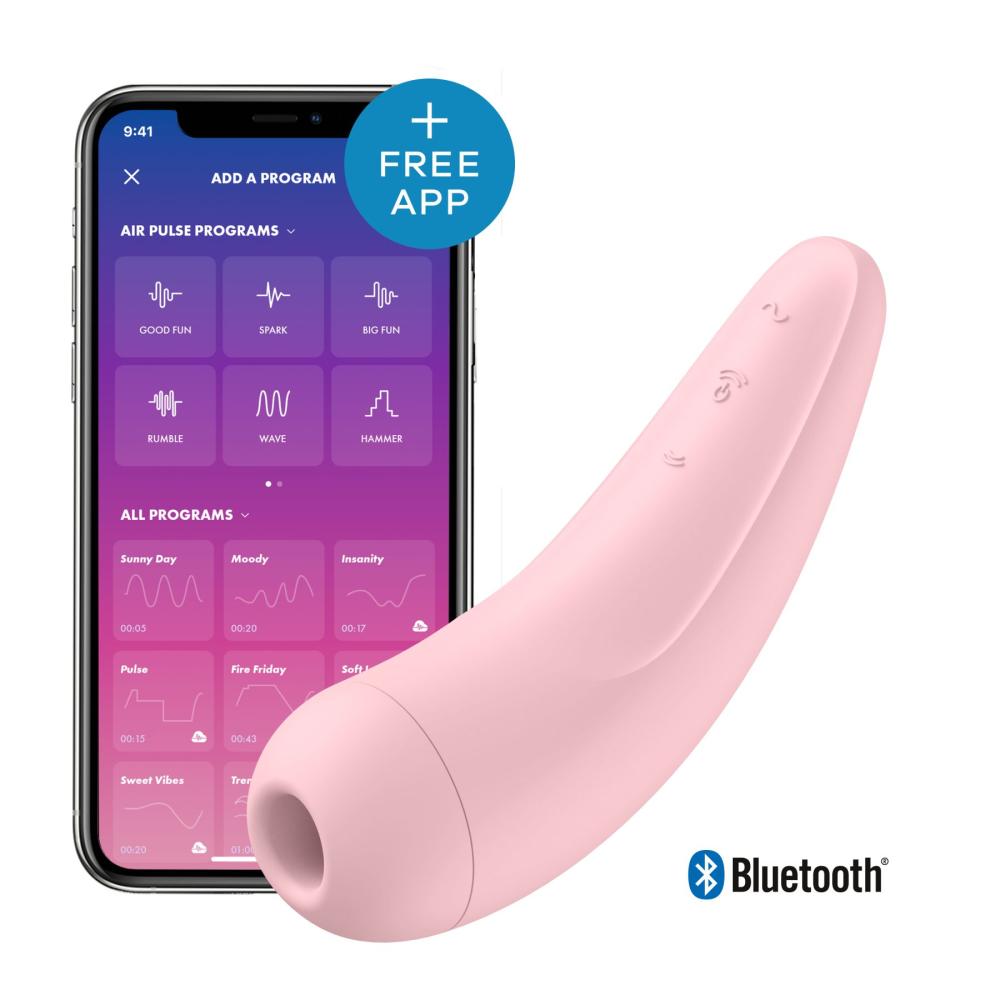 SO3782 Вакуумный клиторальный стимулятор Satisfyer Curvy 2+ Pink с управлением через интернет